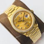 (EWF ) Gold Rolex Day Date Presidential Diamond-set Watch 36mm 3255 Movement